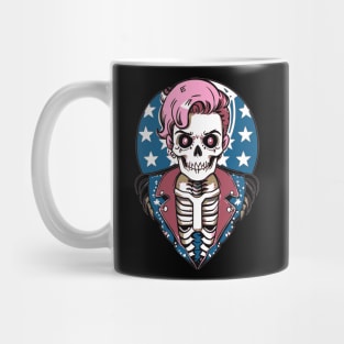 Funny Patriotic Rockabilly Skeleton Mug